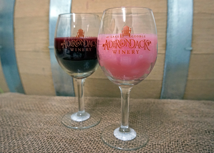 Wine Glass Candles made by Wax N Wix with Adirondack Winery wine glasses